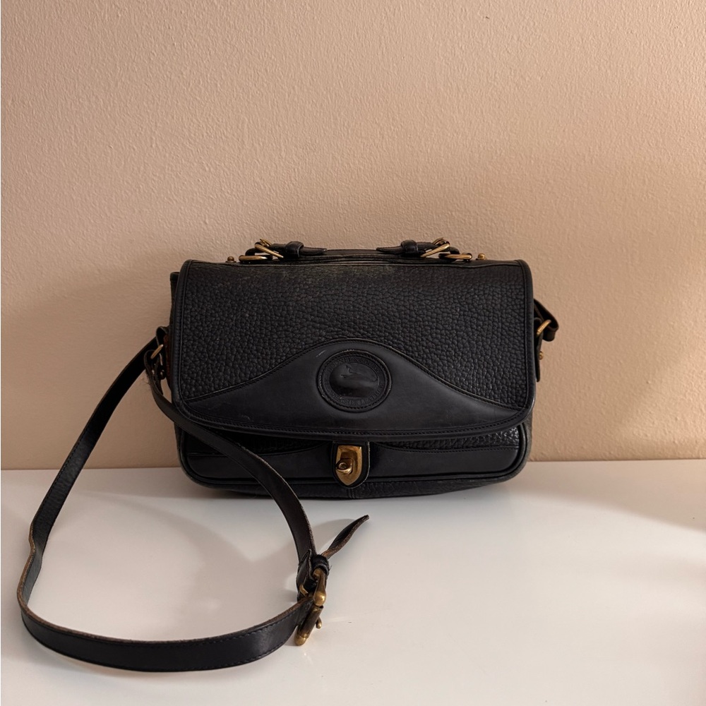 Vintage Dooney & Bourke Crossbody Bag with Gold Hardware and Adjustable Strap